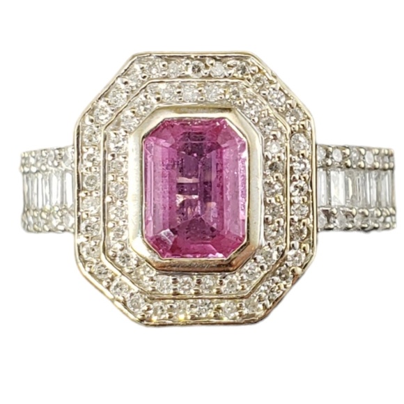Effy 14K Gold Pink Sapphire & Diamond Ring Size 7 #16673 - Picture 1 of 10